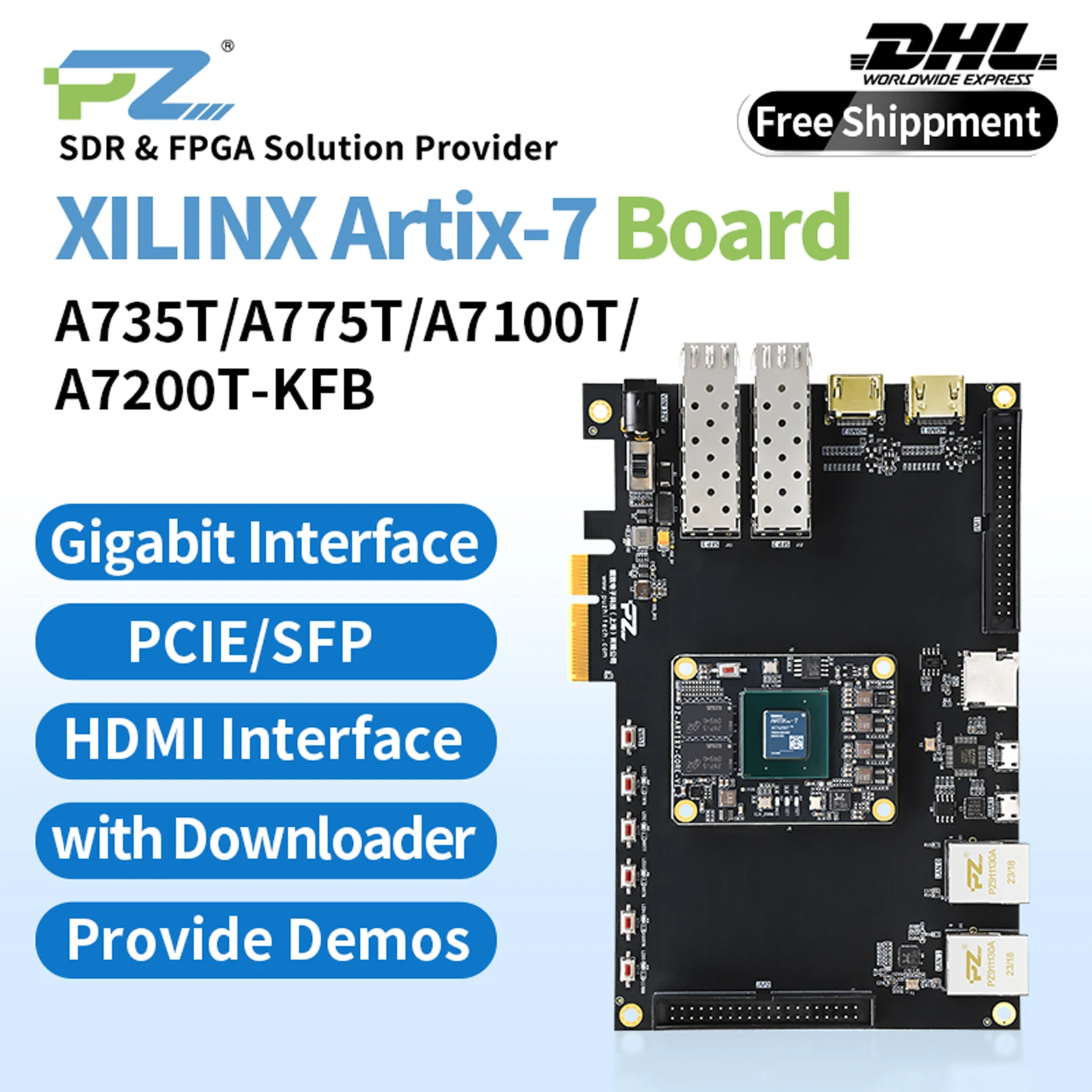 Puzhi A735T A775T A7100T A7200T FPGA-ontwikkelbord Xilinx Artix-7 XC7A35T XC7A75T XC7A100T XC7A200T Evaluatiekit PCIE HDMI