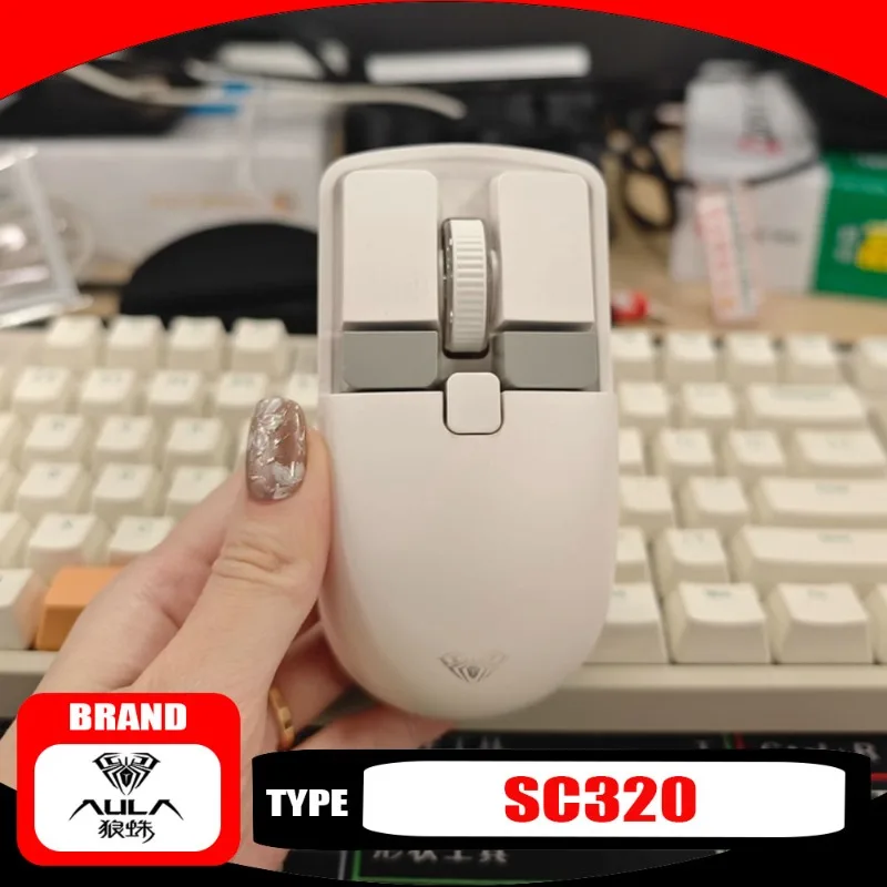 

Aula SC320 2.4G Gaming Mouse Wireless Sensitive Dual Mode Rechargeable 4000dpi Cute Bluetooth Mouse Customized Laptop Accessory