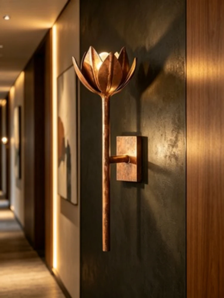 American VC1:1 Lotus Wall Lantern Villa Homestay Living Room Dining Room Bedhead Designer Entrance Corridor Wall Lantern