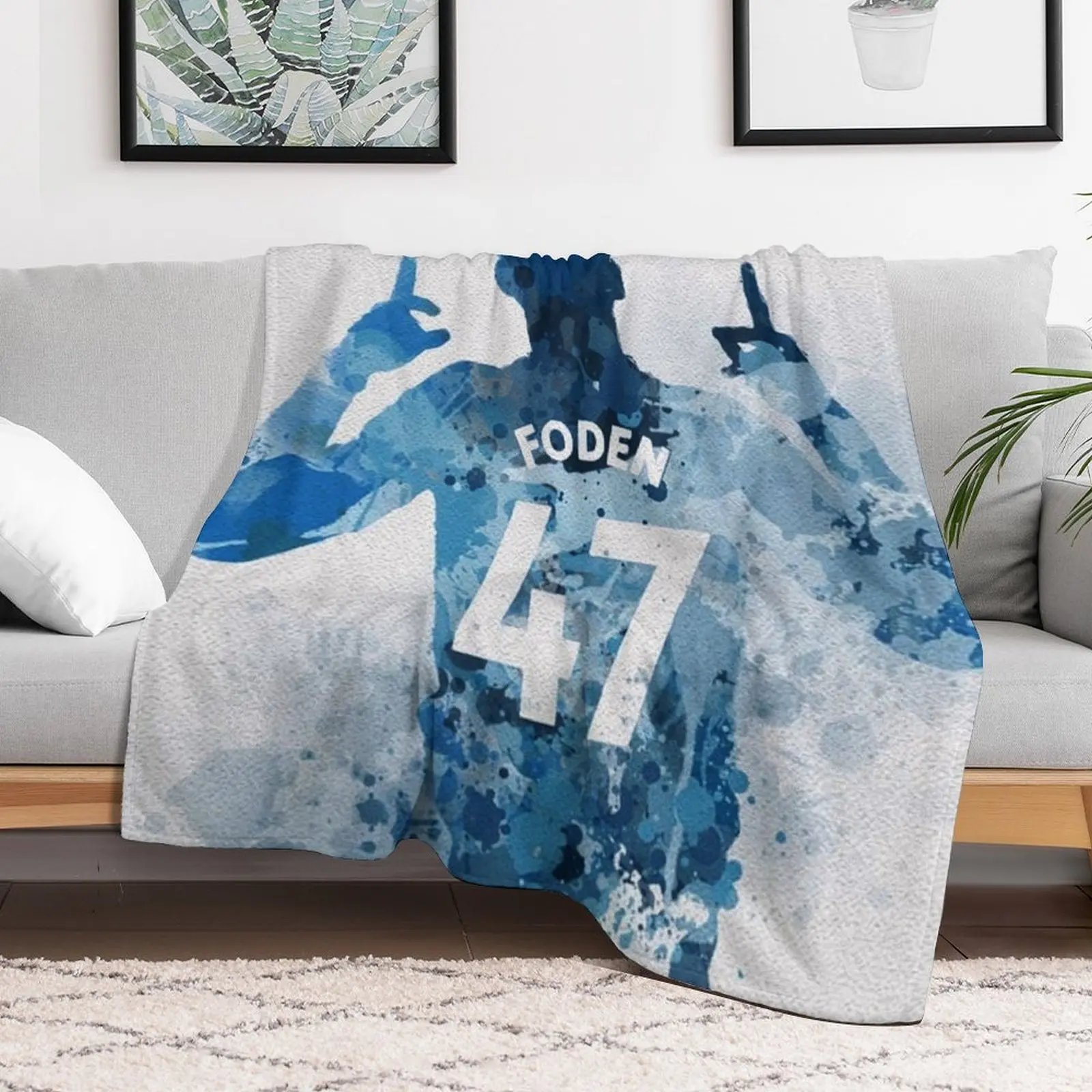 Art Phil Foden Watercolor Throw Blanket Cute Flannel Fabric Thermal Blankets Sofas Of Decoration Blankets