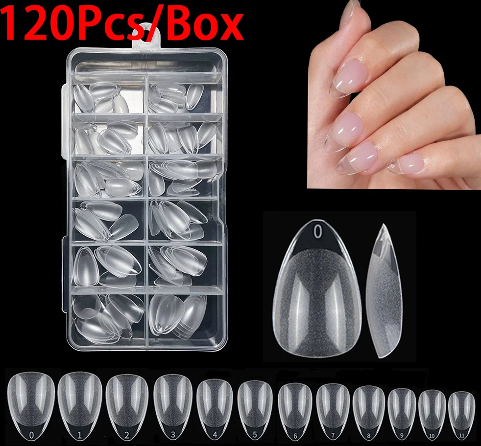 120 قطعة/صندوق فرنسي غير لامع XXS قصير مربع/لوز/أظافر صناعية مدببة كاملة/نصف غطاء واضح اضغط على أطراف الأصابع الناعمة للأظافر