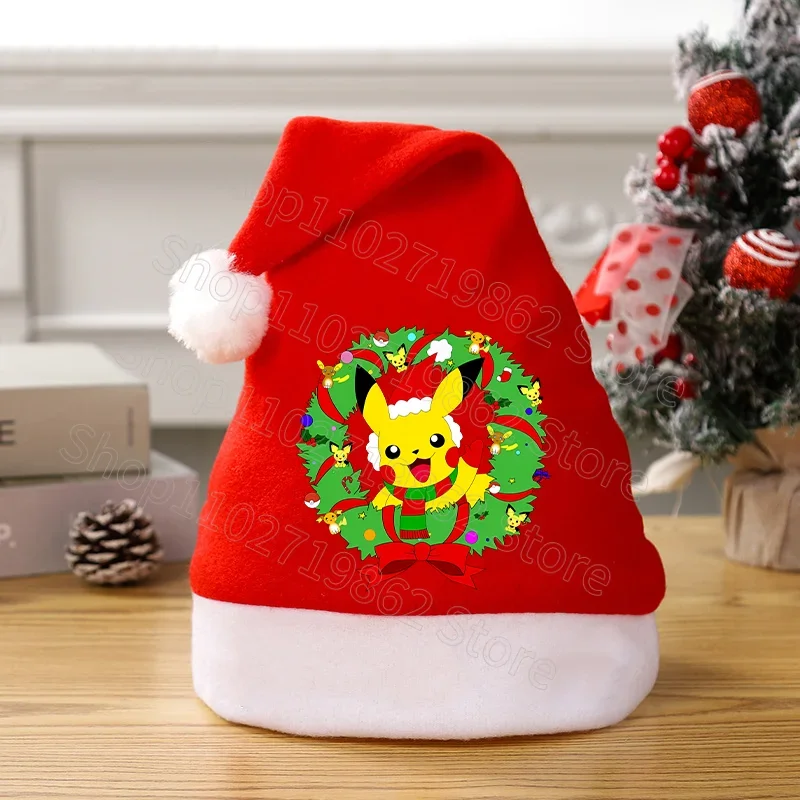 Pokemon Pikachu Christmas Ornaments Santa Hats New Year Dinner Party Home Decor Xmas Hat Cartoon Anime Derivative Peripherals