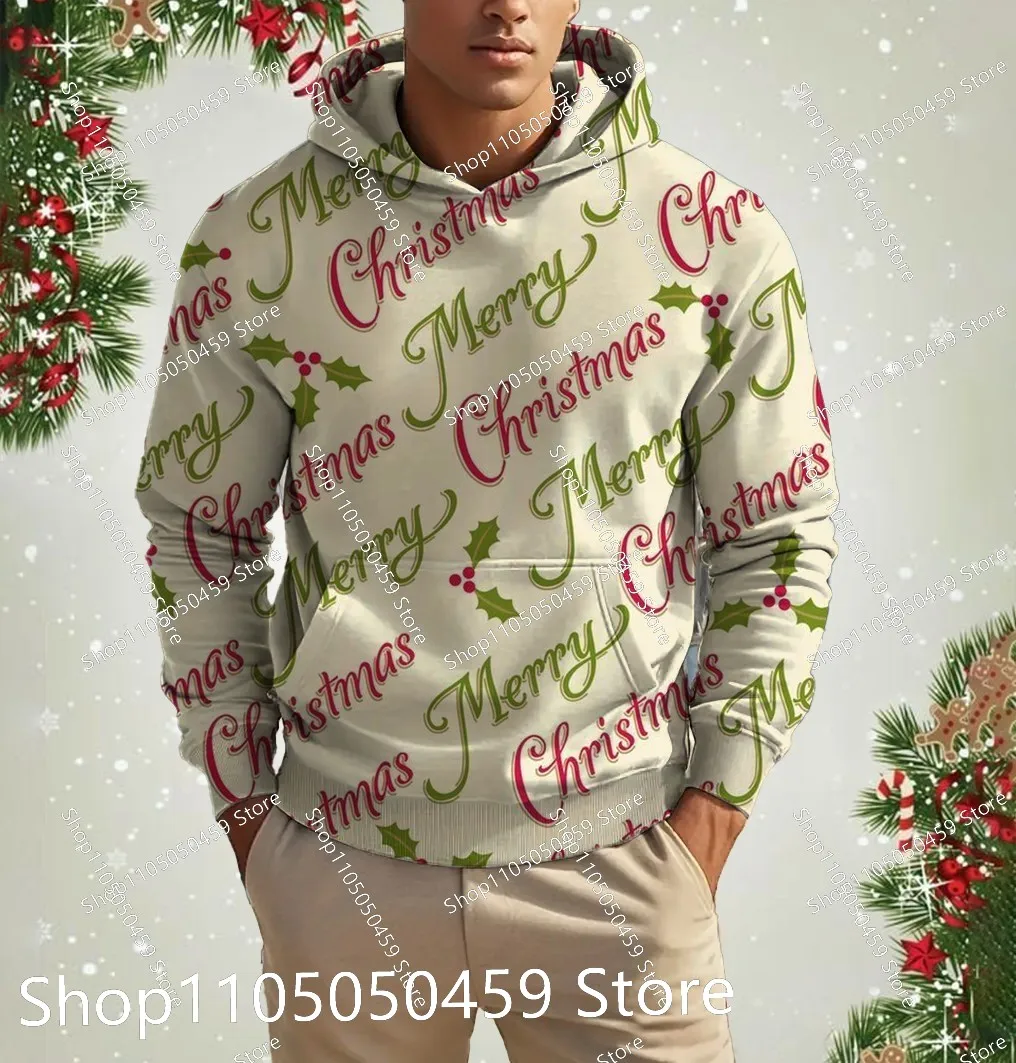 

Men's Cartoon Santa Claus Pattern Hoodies Autumn Winter Long Sleeve Christmas Style Sweatshirt Loose Casual Hoodies 3D printing