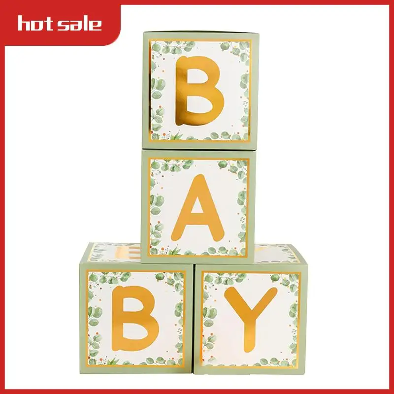 

A21I-Here Comes The Son Shower Boxes Decorations, 4Pcs Sun Stereoscopic Blocks For Shower Party Decor Easy To Use Green