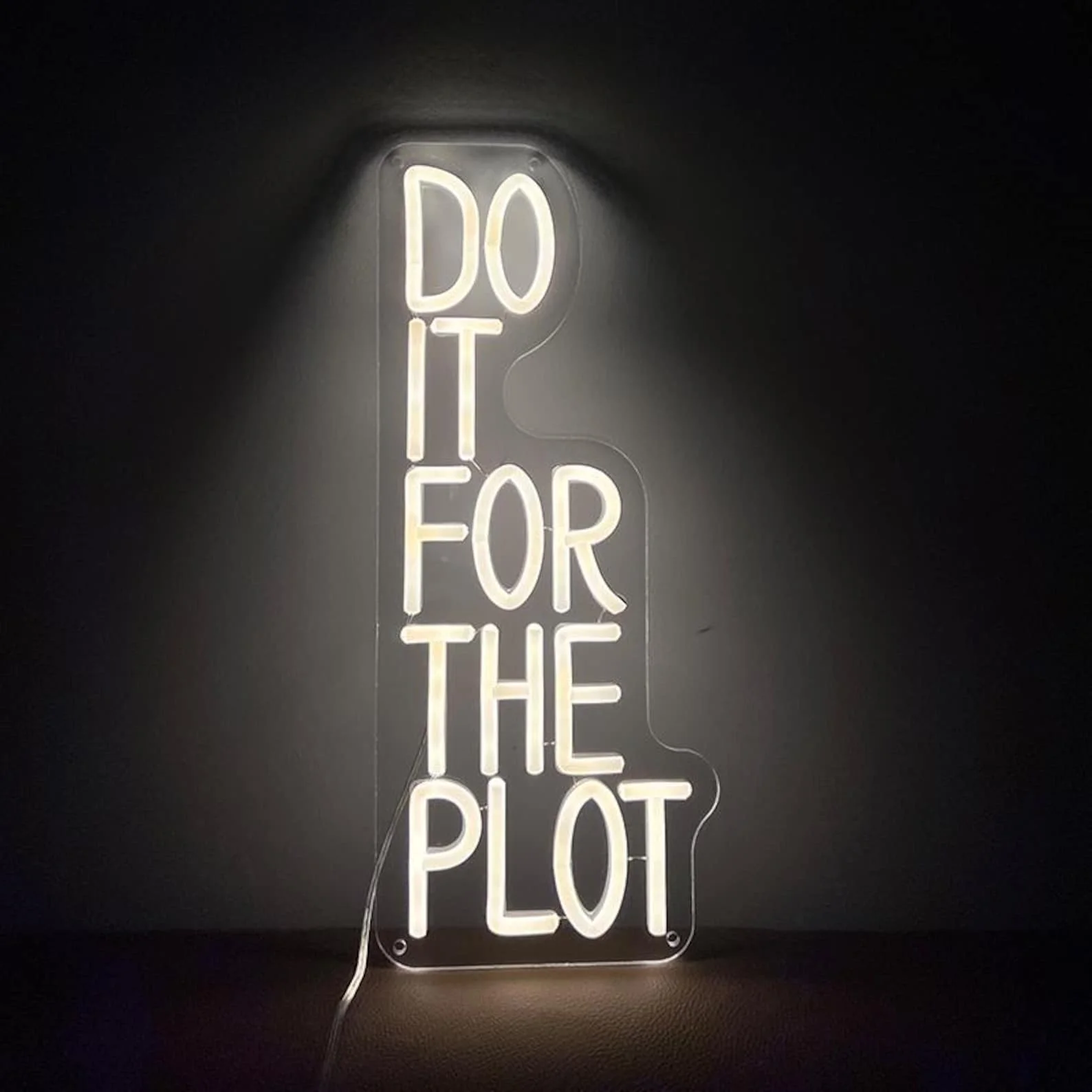 Do It For The Plot Neon Sign Motivational Quotes Home Wall Decor Inspirational Retro Trendy Girly Dorm Decor