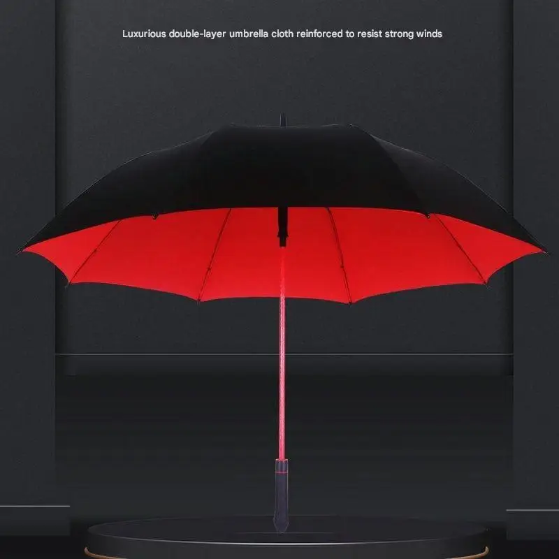 

Automatic Enlarged Double-layer Reinforced Umbrella Long Handle Sunny And Rainy Dual-purpose Golf Oversized Black Glue Umbrella