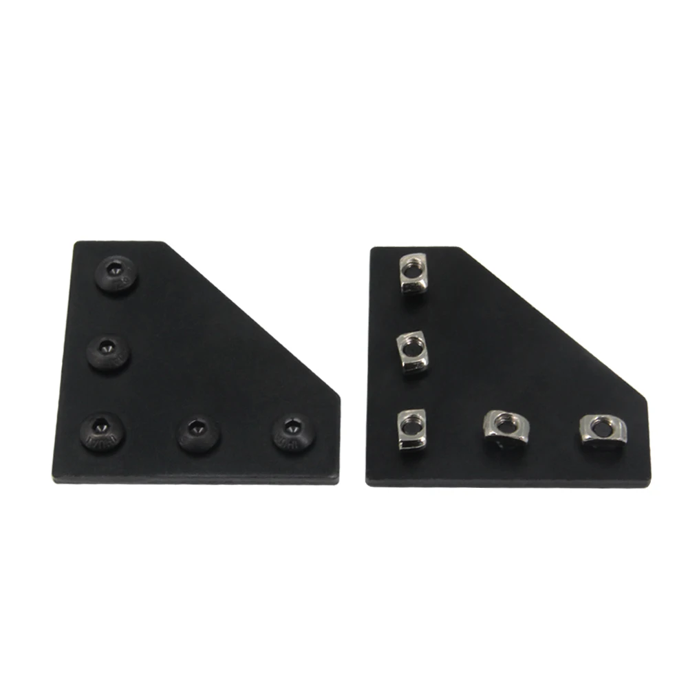 12 قطعة/المجموعة أسود L شكل قوس الزاوية لوحة مع مسامير + T-المكسرات ، 5 حفرة 90 درجة لوحة مشتركة لملف الألومنيوم سلسلة 2020 #3