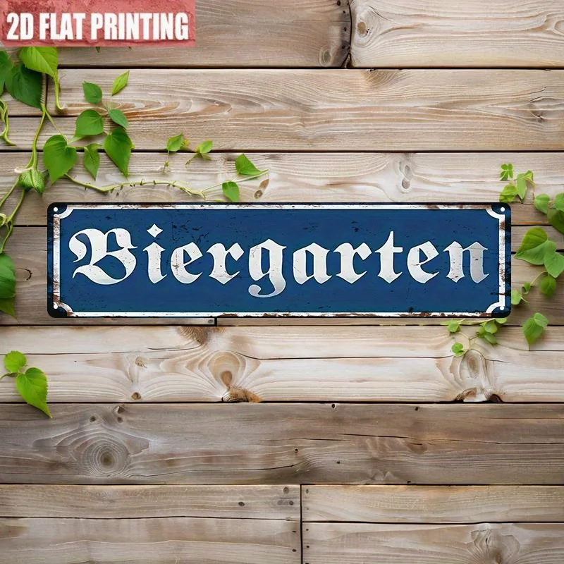 2D Flat, Vintage Biergarten Wall Sign - Retro Beer Decor Suitable for Oktoberfest, Munich Beer Festival, for Home, Bar, Cafe