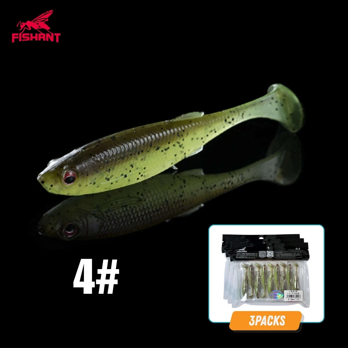 Fishant Small Real Fish 2.0/2.5/2.8/3.1 Inch Paddle Tail Soft Plastic Vislok, Zinkende PVC T-Tail Swimbait voor Baars en Forel