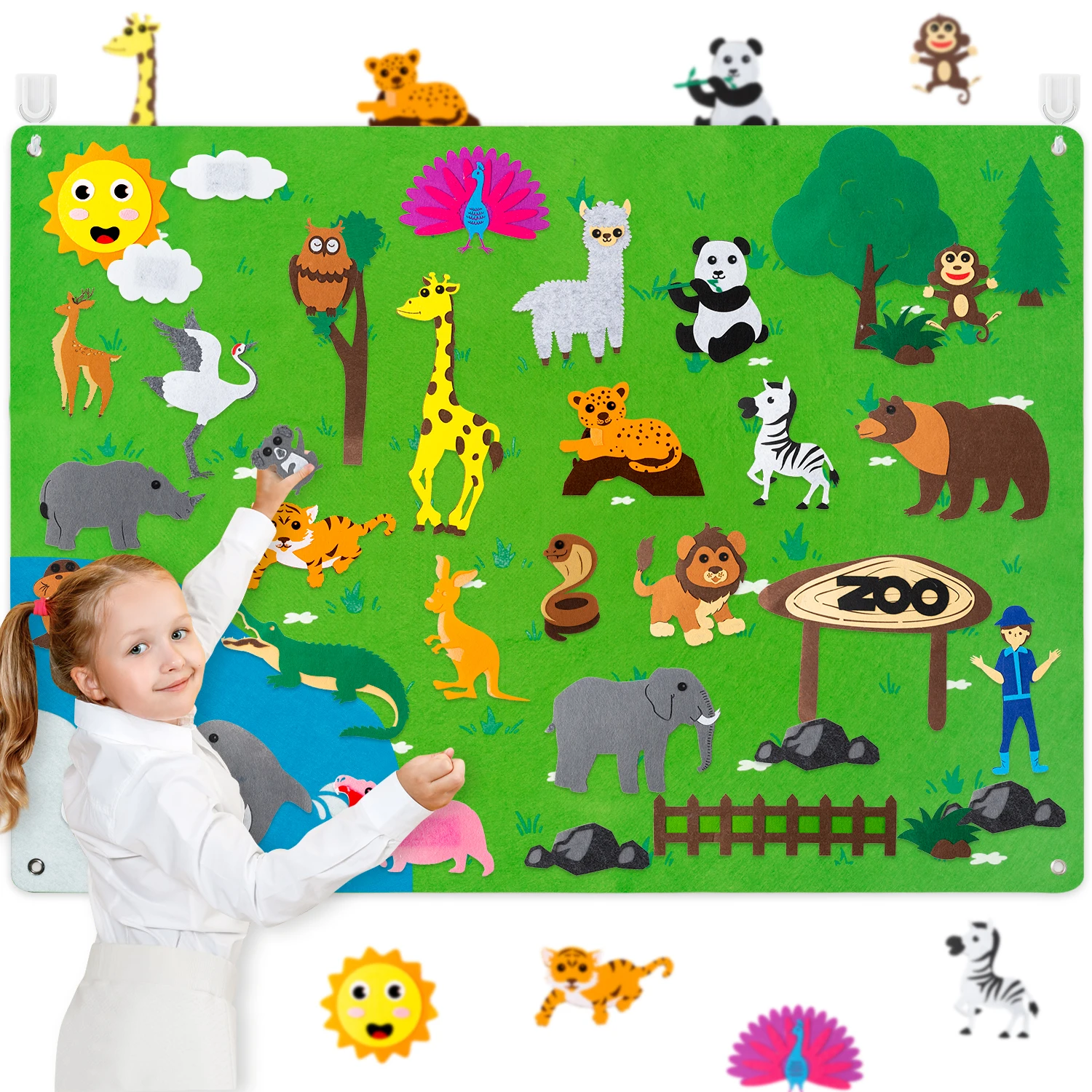 42 Pçs/set Zoo Animal Sentiu Story Board Swan Girafa Golfinho Coruja Educação Interativa Jogos do Presente de Aniversário para Crianças