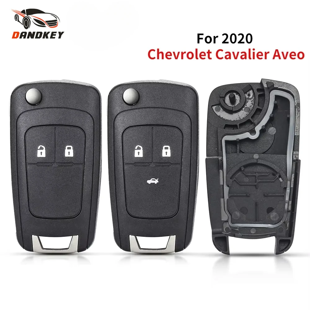 Dandkey New Key For Chevrolet Cavalier Aveo 2020 Fob HU100 Blade 2/3 Buttons Flip Folding Remote Car Key Shell Case
