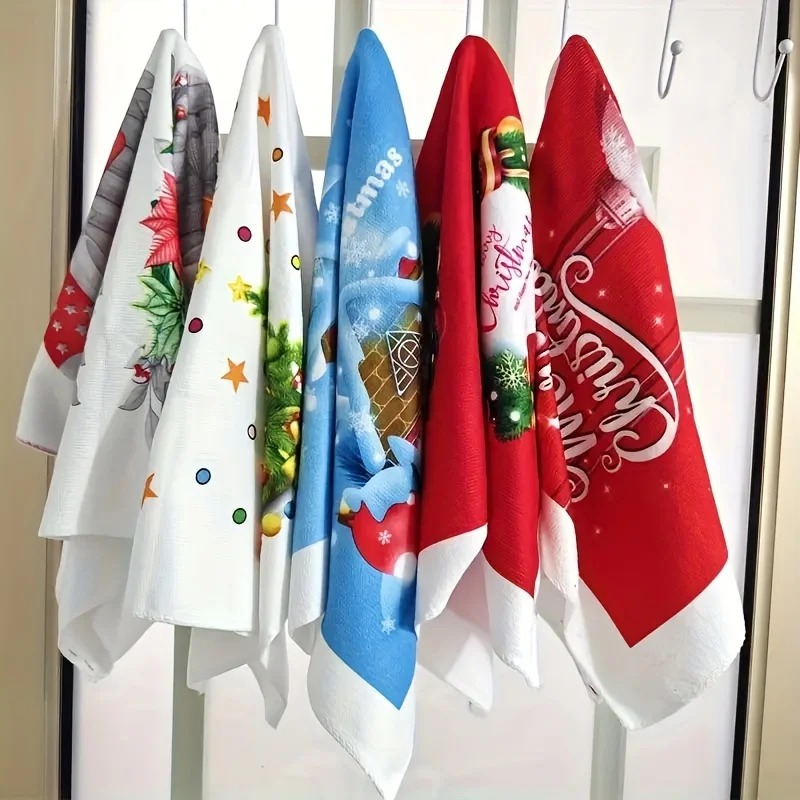 3/8pcs Ultra-Soft Microfiber Christmas Towels - Festive Snowflake & Tree Designs, Highly Absorbent, Perfect for Holiday Decor