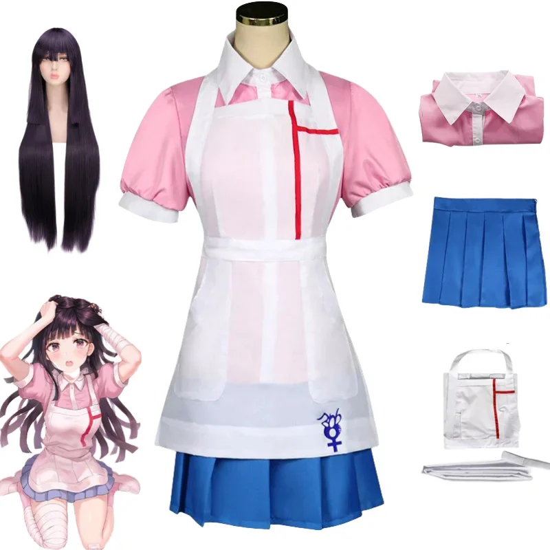 

Anime Danganronpa Mikan Tsumiki Cosplay Costume Mikan Tsumiki Cosplay Nurse Maid Uniform Halloween Carnival Costume for Women