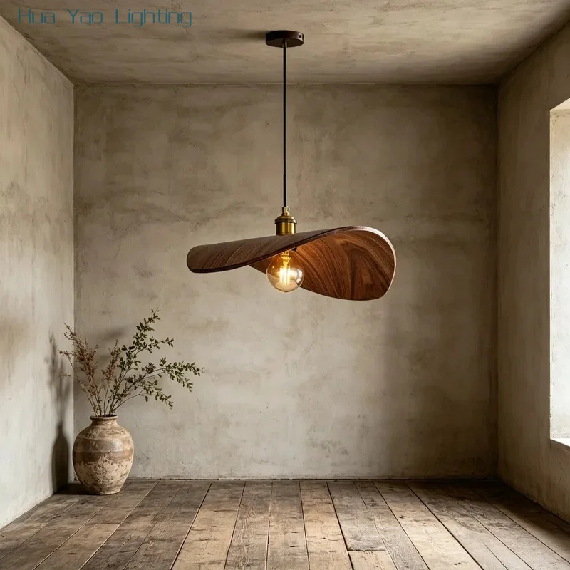 Vintage Wooden Pendant Lights For Dining Room Kitchen Restaurant Bar Hanging Chandelier Straw Hat Home Decor Lighting Fixtures