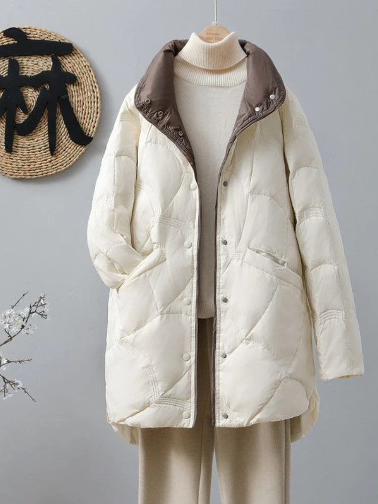 2024 New Outdoor Lightweight Down Coat Women White Duck Down Inner Linner Jacket Portable Stand Collar Windproof Waistcoat