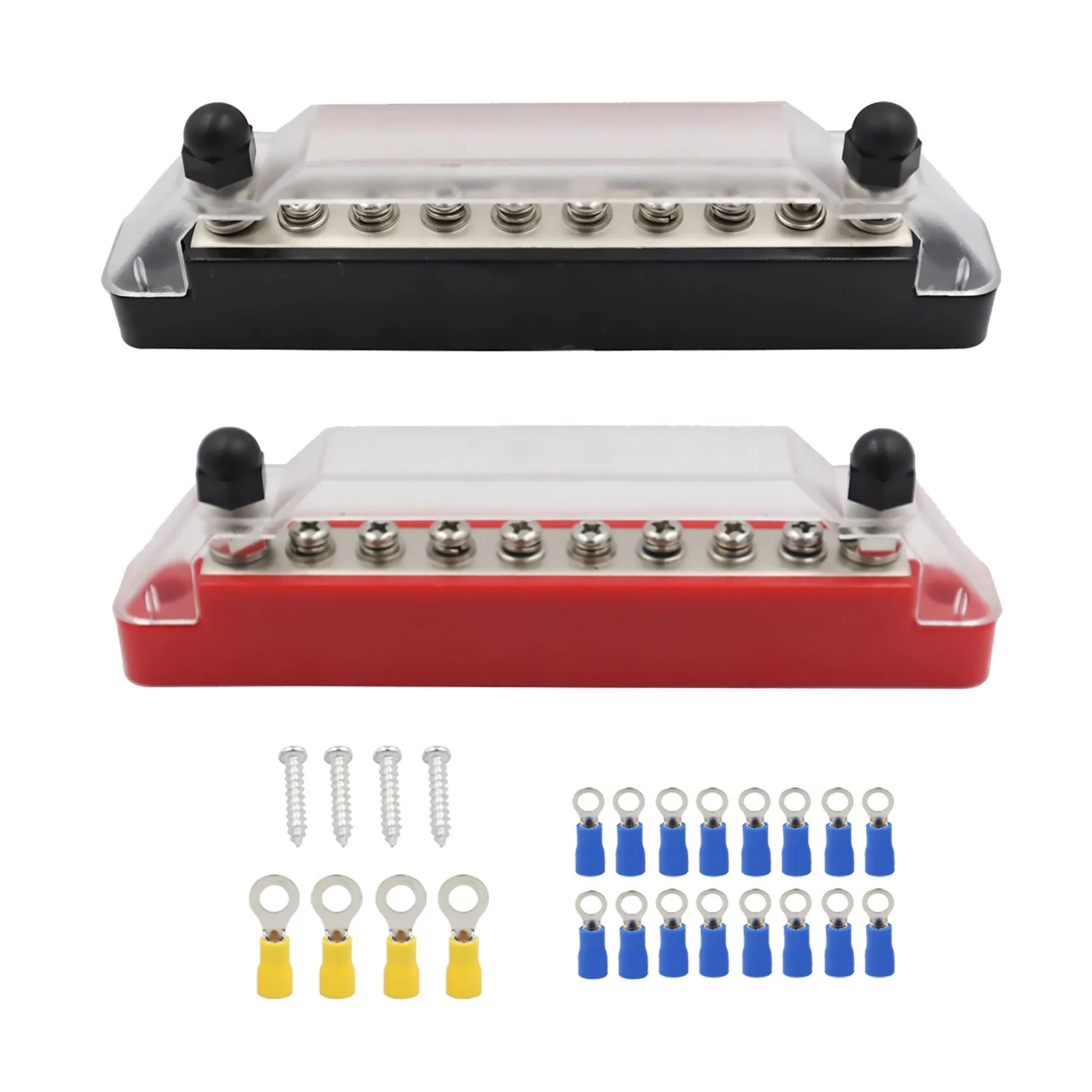 M6 12V Terminal Block Bus Bar 1/4-inch Stud 150A Electrical Power Distribution Block Bus Bar For Truck Boat Camper RV Accessory