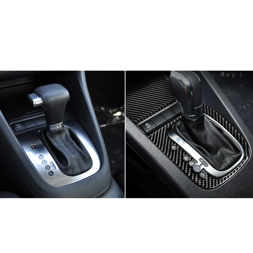 폭스바겐 골프 6 Gti R MK6 2008-2012 탄소 섬유 인테리어 자동차 기어 시프트 패널 커버 프레임 트림 스티커, 자동차 액세서리