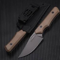 CIVIVI M2 Spare fixed blade knife with Kydex sheath belt clip, tan G10 handle (7.8 cm satin D2)