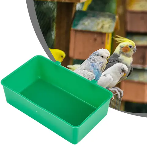 새 물 목욕 욕조 애완 동물 새 그릇 앵무새 앵무새 Birdbath 케이지 교수형 플라스틱 새 비둘기 케이지 물 음식 피더 새 애완 동물