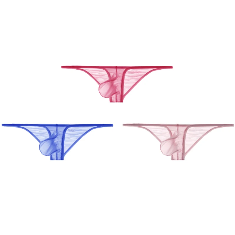 3pcs/lot Underwear men's briefs low waisted ultra-thin ice silk 50g fully transparent personalized and tight fitting A842