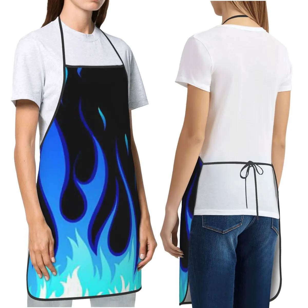 Big Fire Flames Burning Flame Aprons Chef Cooking Cuisine Tablier Bib Kitchen Cleaning Pinafore for Women Men Painting