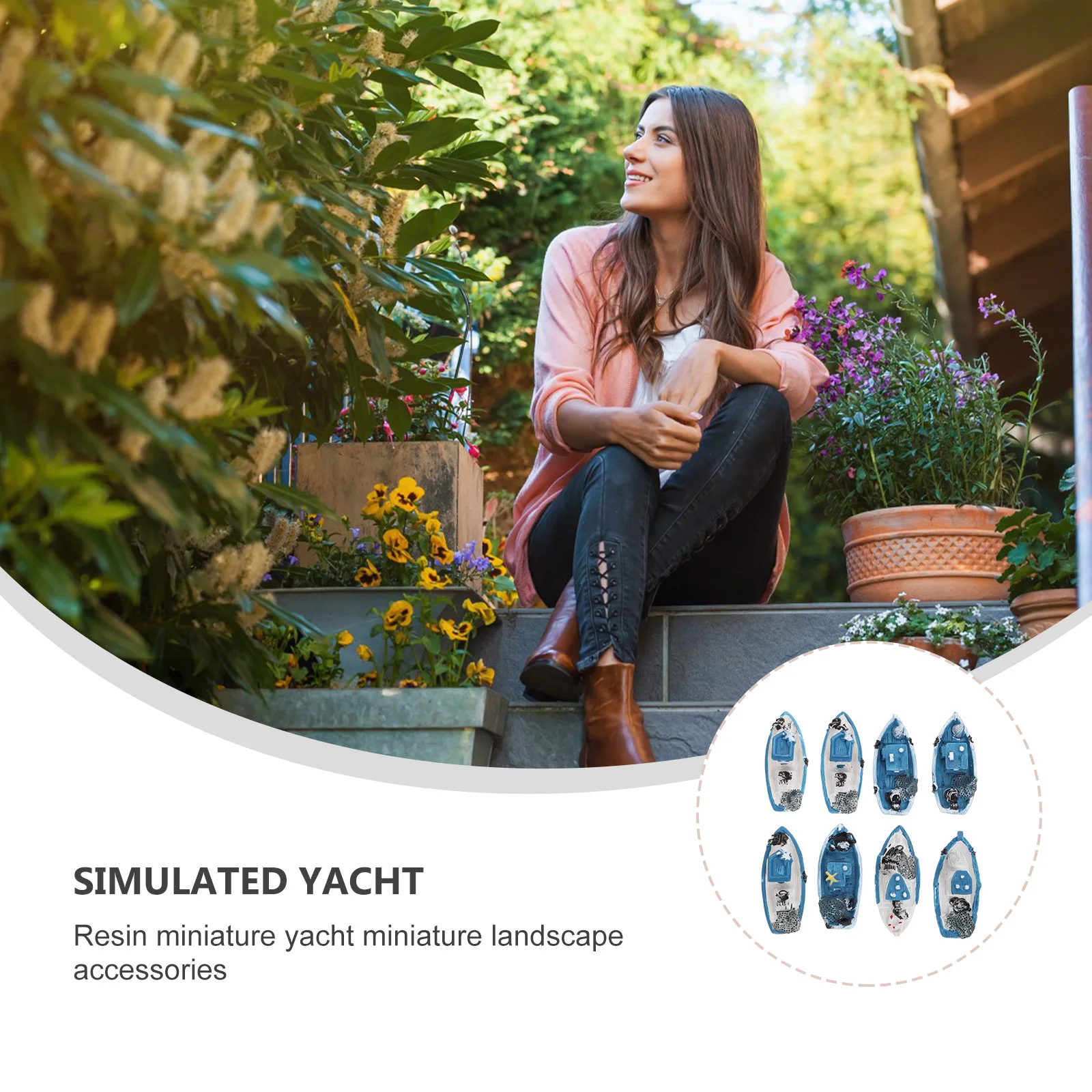 

8Pcs Resin Yacht Statues Imitation Yacht DIY Micro Landscape Ornaments Durable Realistic Home Garden Decor Artificial Mini Boat