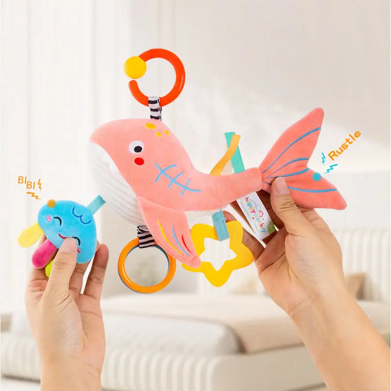 Baby Educational Toys Brain Development Hand Grip Cute Stuffed Rattle Hanging Toys Newborn Infant Soft Plush Teether Rattles Toy