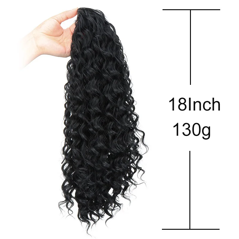 

18Inch Synthetic Drawstring Ponytail Extension Long Curly Clip in Hair Extensions Wavy Pony Tails Hairpiece for Women