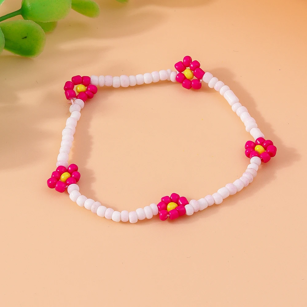 Aihua 1pc bunte kleine Blume Fußkettchen Böhmen handgemachte Multi Perlen Reis Perlen Knöchel Armband für Frauen Kinder Strand Schmuck Geschenk – Detail 9