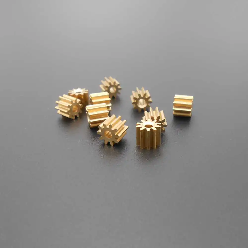 5PCS Multiple Bore Hole Sizes (1.48-3.16mm) & Heights (3-10mm) 0.5M 10T Brass Spur Pinion Gear - 6mm OD High-Precision 10 Teeth