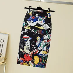 Disney Minnie Mouse Lady Pencil Dress New Cartoon Mouse Print High Waist Slim Dress Women  Female slim skirt Y2K