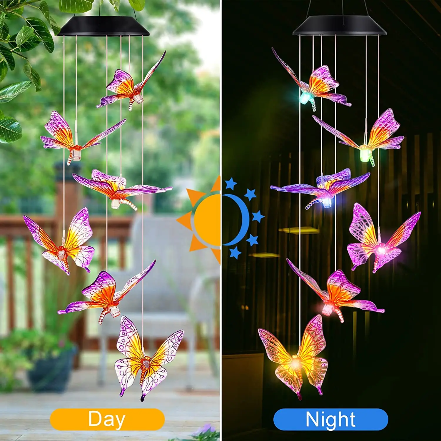 Solar Hummingbird Wind Chimes Outdoor Decor Yard Garden Decorations Birthday Memorial Gifts Dragonfly