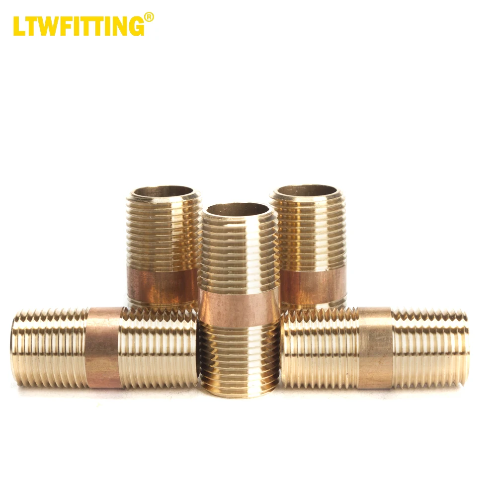 

LTWFITTING Brass Pipe 1-1/2" Long Nipple Fitting 3/8 Male NPT Air Water(Pack of 5)