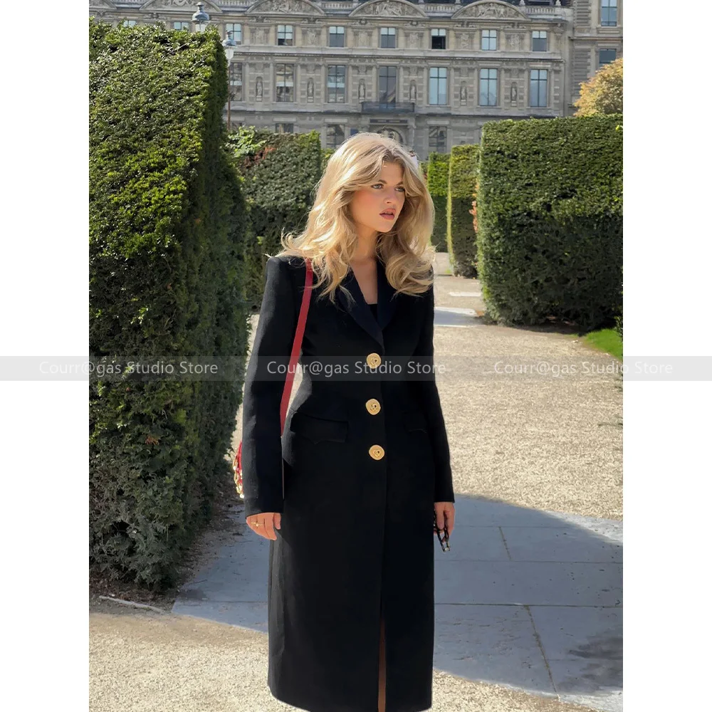 High-end temperament Hepburn wind waist thin long suit coat 2024 autumn and winter new retro classic coat female