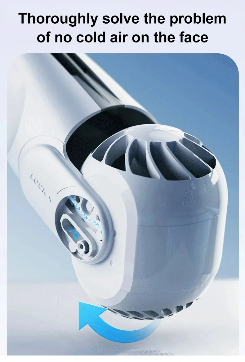 Tragbarer, am Hals montierter Ventilator, USB-Aufladung, verstellbarer, flügelloser Turbinen-Nackenbügelventilator ohne Flügel, geeignet für den Außenbereich – Detail 3