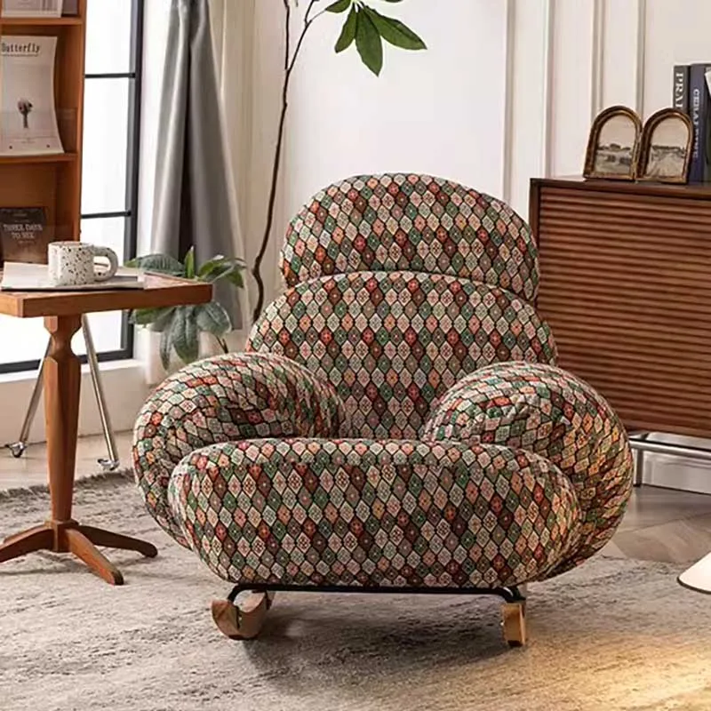 Ergonomic Recliner Wood Chair Living Room Reading Nordic Puffs Rocking Chair Mobile Comfy Relax Sillon Reclinables Furniture