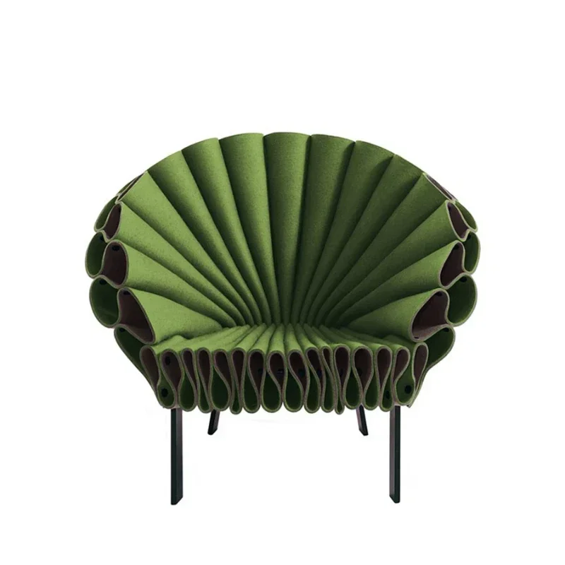 Peacockchair Peacock Chair Single Saddle Leather Petal Chair Model Room Special-Shaped Leisure Fan-Shaped Chair