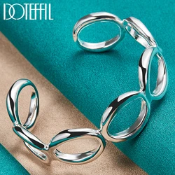 DOTEFFIL 925 Sterling Silber Volle Runde O Armreif Armband Für Frau Mann Hochzeit Engagement Mode Charme Partei Schmuck