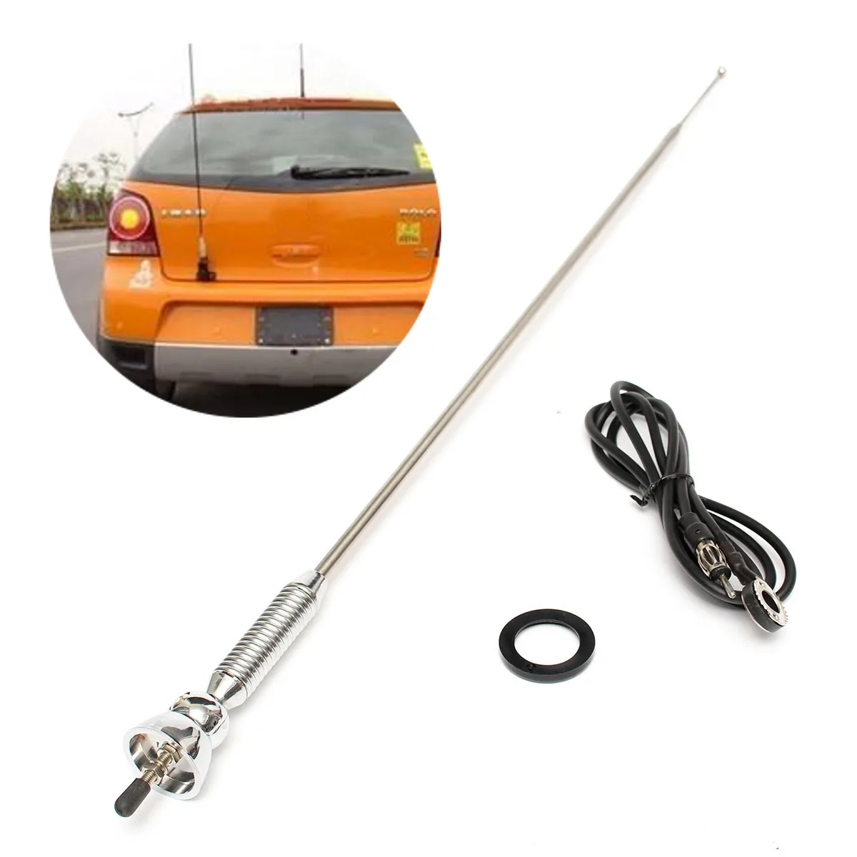 

Universal Car Radio Antenna FM/AM Signal Booster Amplifier Aerials Whip Mast Auto Roof Fender Retractable Extend FM AM Chromed