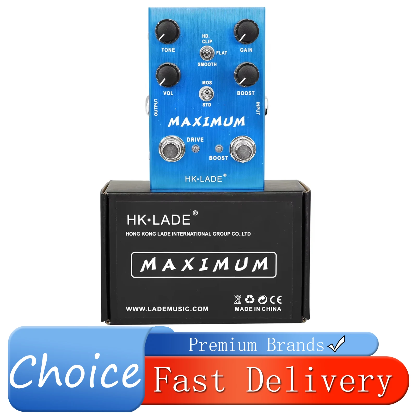 HK LADE MAXIMUM Overdrive Guitar Effect Pedal Boost Channel Wild Tone with Long Sustain Sustain DRIVE Channel Clean Tone Guitar