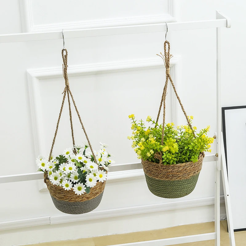 Garden Hanging Planter Macrame Plant Storage Basket Jute Rope Woven Indoor Outdoor Flower Pot Holder Plant Hangers Home Decor