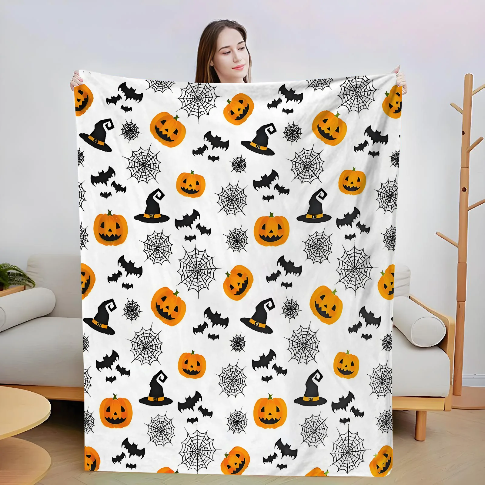 New Flannel Halloween Blanket Blanket Digital Printing Office Air Conditioner Nap Blanket Sofa Blanket Single Layer