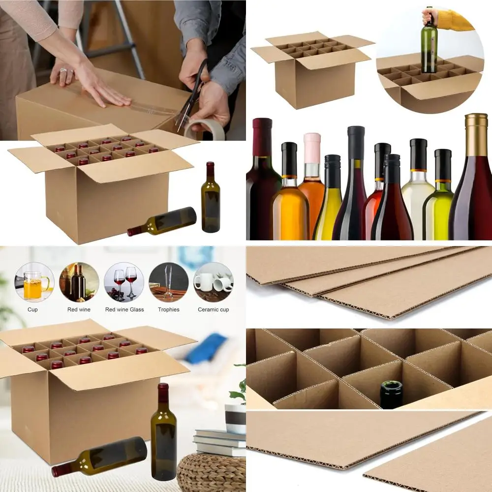 

Коробки для переезда из стекла 16x12x12 дюймов с картонными разделителями, набор из 6 штук для безопасной транспортировки посуды и винных бокалов