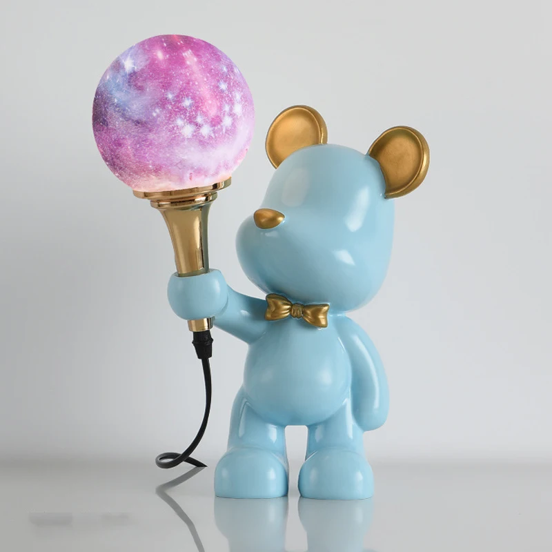 

Bear Table Lamp for Bedroom Bedside Lamp Children's Room Bear Desktop Desk Light Planet Lamp Night Light Living Room Decoration