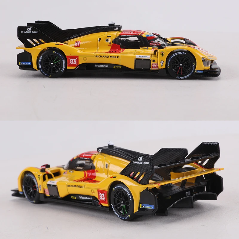 Burago 1:43 Ferrari 499P 24 Hours of Le Mans Car NO.83 Muddy distressed version Alloy Model Car view 4