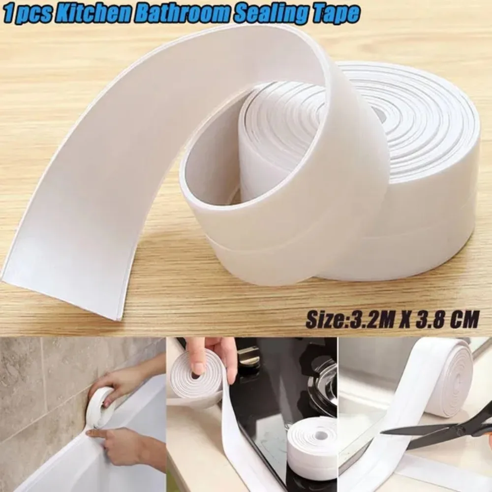 1 Pc 3.2 M X 3.8 CM Kitchen Bathroom Sink Sealing Strip Tape Waterproof Durable Self Adhesive Strip Tape