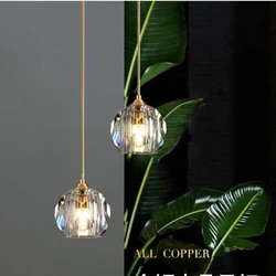 Modern LED Crystal Pendant Lamp for Bedroom Bedside Kitchen Living Room Lights Chandelier Copper Lights Dining Table Lighting