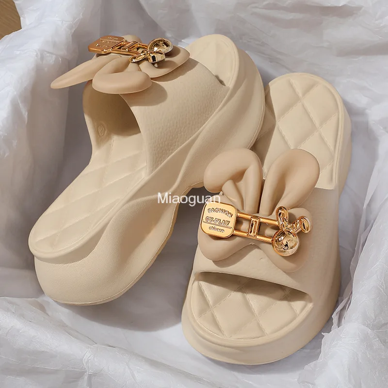 New Fashion Bowknot Women\'s Slippers Summer Women Slippers Indoor Outdoor Green Flip Flops Beach Shoe Home Non-slip EVA Slippers