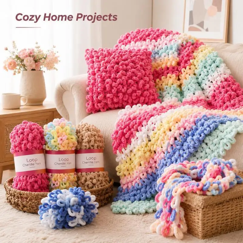 100g/Rolle Fingerschlaufen-Garn, Flauschiges Weiches Chenille-Garn, Dickes Garn für Handgewebte Decken, Schals, Häkel- und Strickarbeiten, DIY-Garn im Angebot – Detail 6