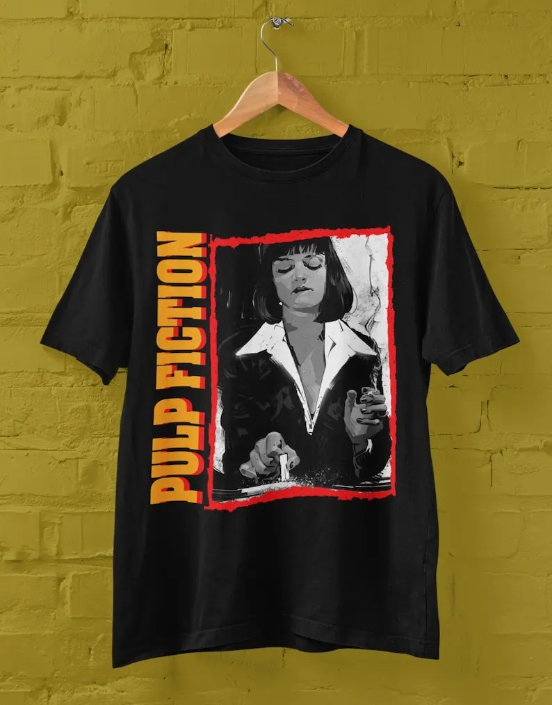 Pulp Fiction Mia Wallace Movie T-shirt, Unisex, Vintage Retro Movie Tee Shirt, Gift for Quentin Tarantino Fans, Uma